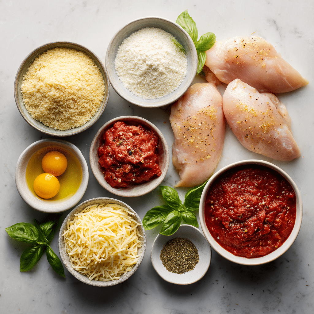 Recette de Chicken Parmesan au Four - Poulet Parmesan Croustillant 7 Ingrédients pour Chicken Parmesan