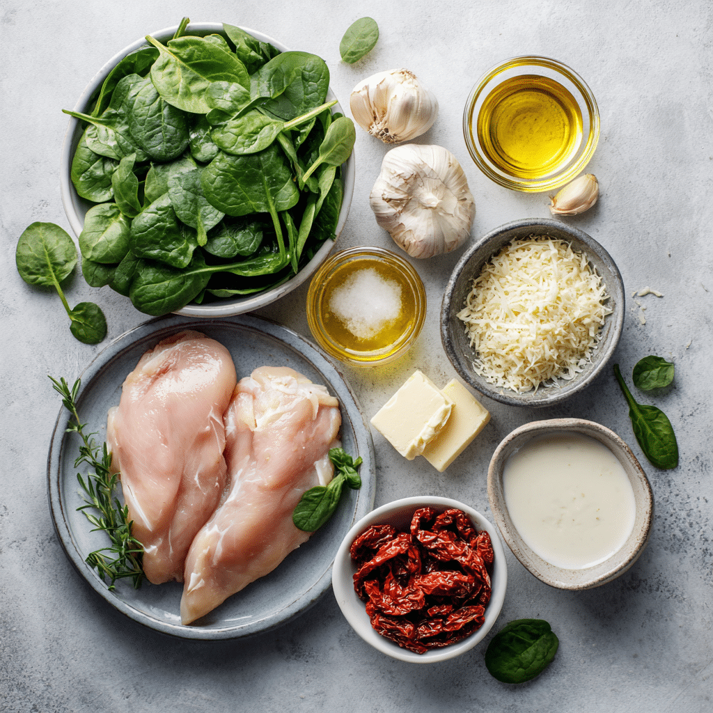 Ingrédients du poulet toscan crémeux