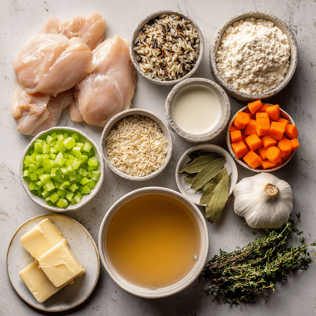 Soupe au Poulet et au Riz Sauvage à la Mijoteuse 7 ingrédients soupe poulet riz sauvage