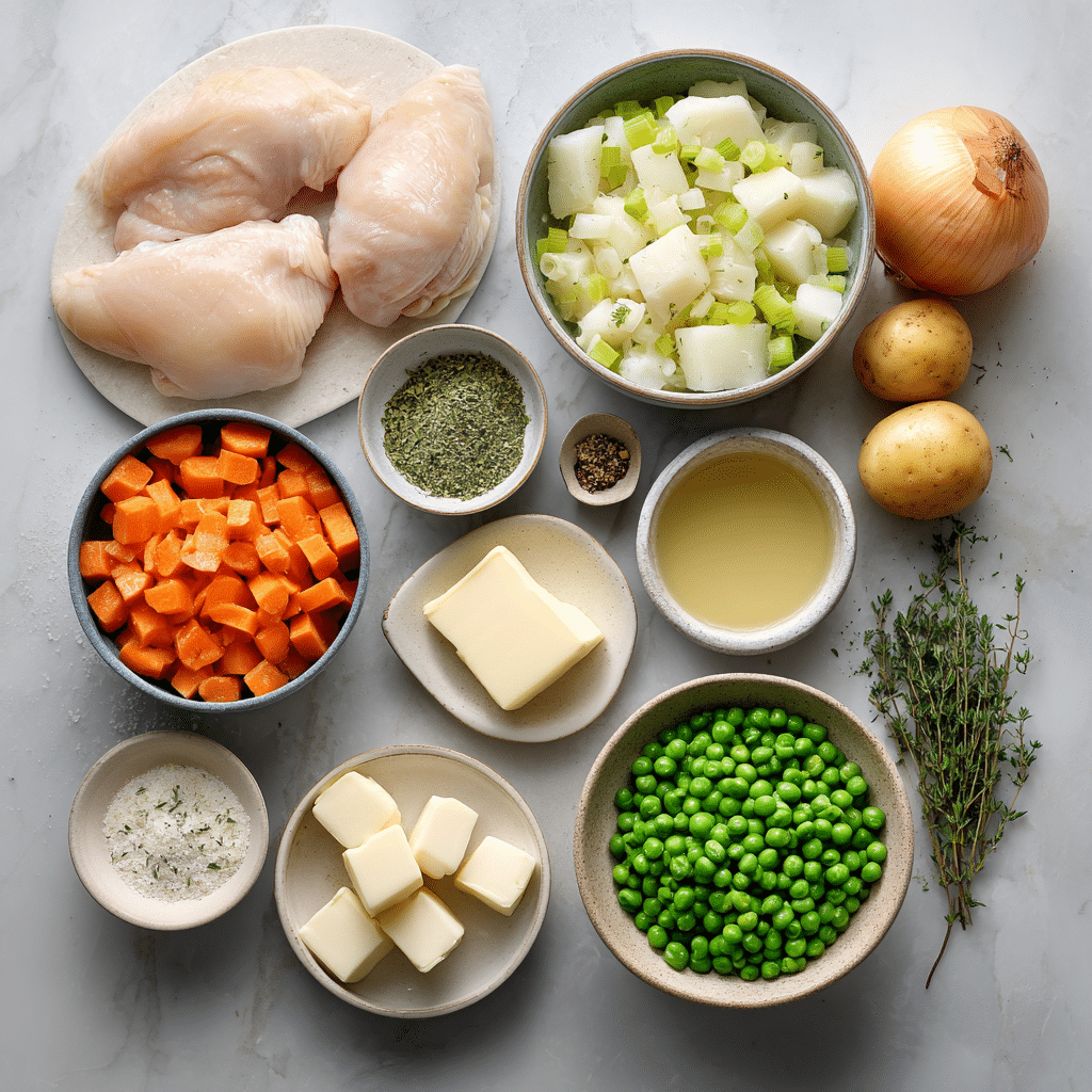 Soupe façon tourte au poulet à la mijoteuse - Crockpot Chicken Pot Pie Stew 7 ingrédients soupe tourte poulet