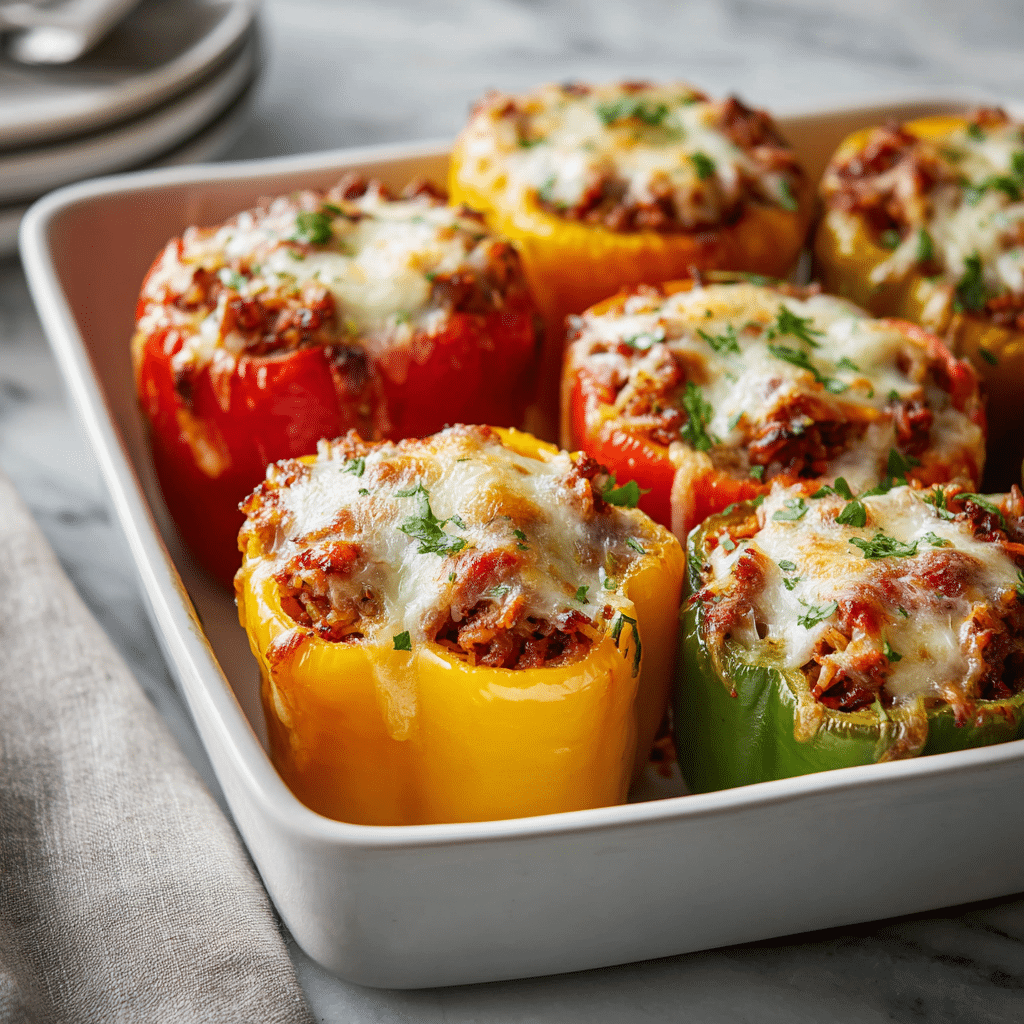 Recette Facile de Poivrons Farcis Classiques au Four 5 poivrons farcis plat familial