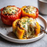 Recette Facile de Poivrons Farcis Classiques au Four 6 poivrons farcis servis chauds