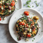 Champignons Portobello Farcis à la Grecque (Recette Méditerranéenne Saine) 6 champignons farcis méditerranéens sains