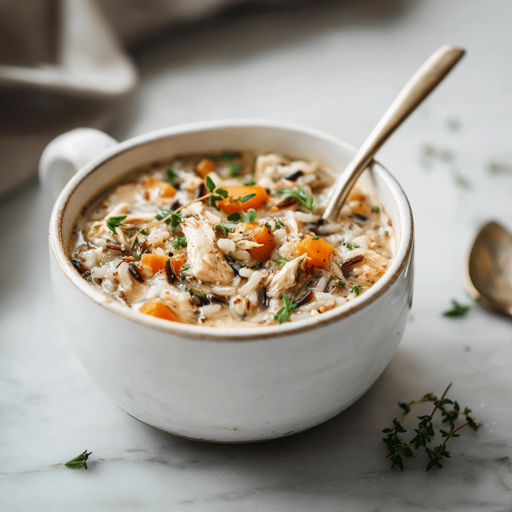 Soupe au Poulet et au Riz Sauvage à la Mijoteuse 5 soupe poulet riz sauvage crémeuse