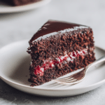 Menumaison chocolate raspberry cake slice serving