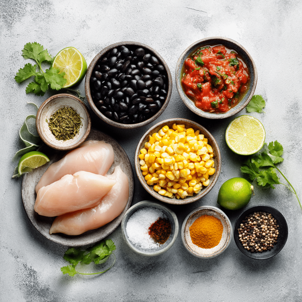 Ingrédients pour un poulet à la salsa à la mijoteuse recette saine