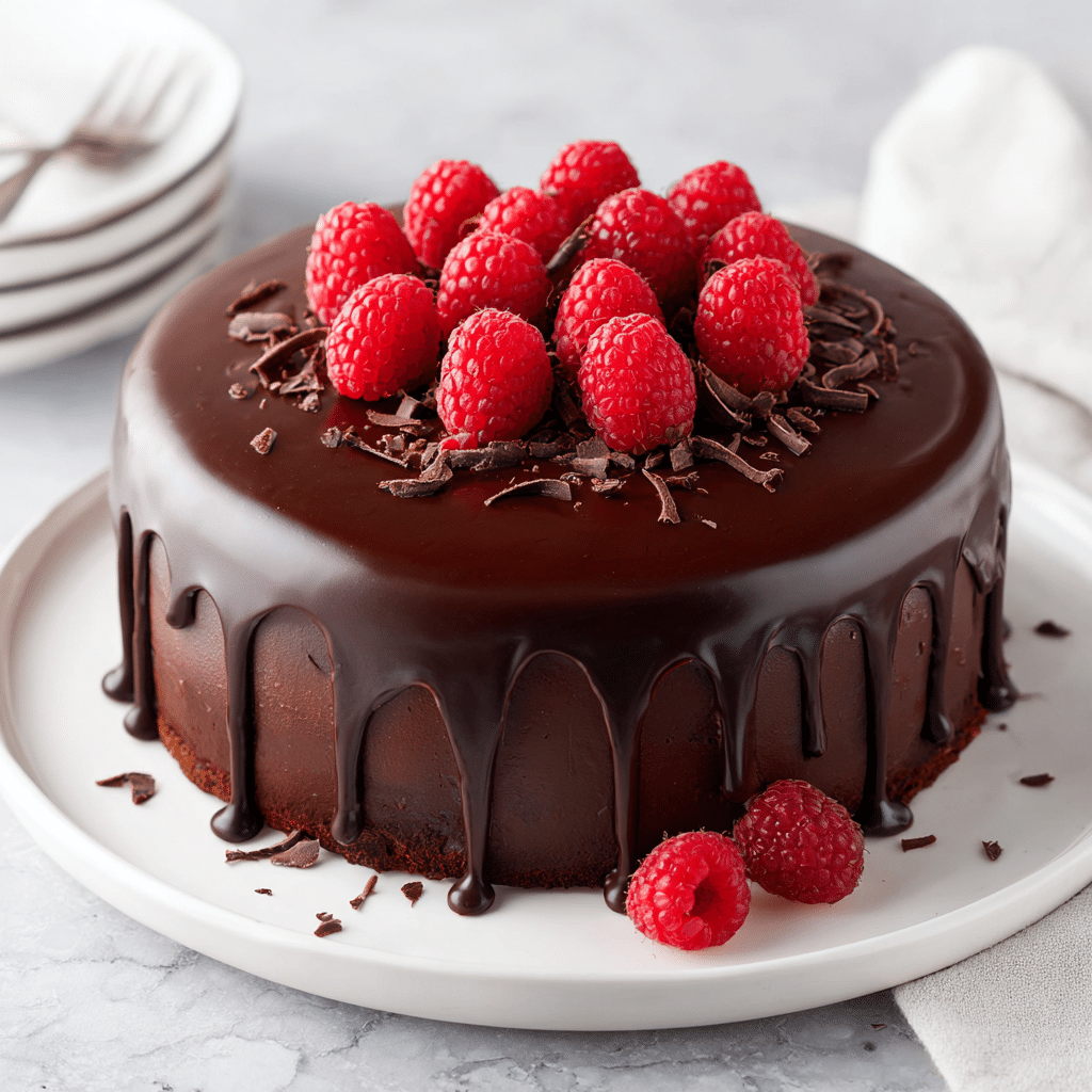 Menumaison dark chocolate raspberry cake featured