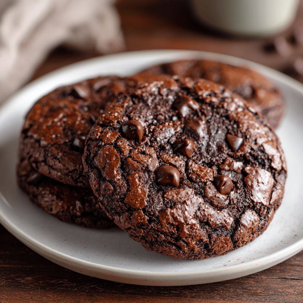 Recette de Cookies Brownie Double Chocolat 7 Menumaison double chocolate brownie cookies featured