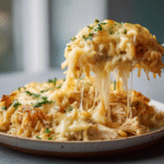 Menumaison french onion chicken orzo casserole serving