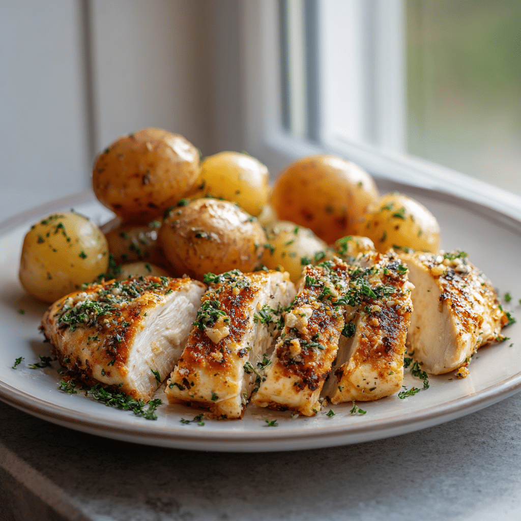 Menumaison garlic parmesan chicken potatoes featured