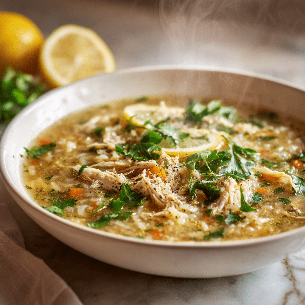 Soupe grecque au poulet et au riz citronné en une seule casserole - Avgolemono 5 Soupe grecque au poulet et au riz citronné avgolemono