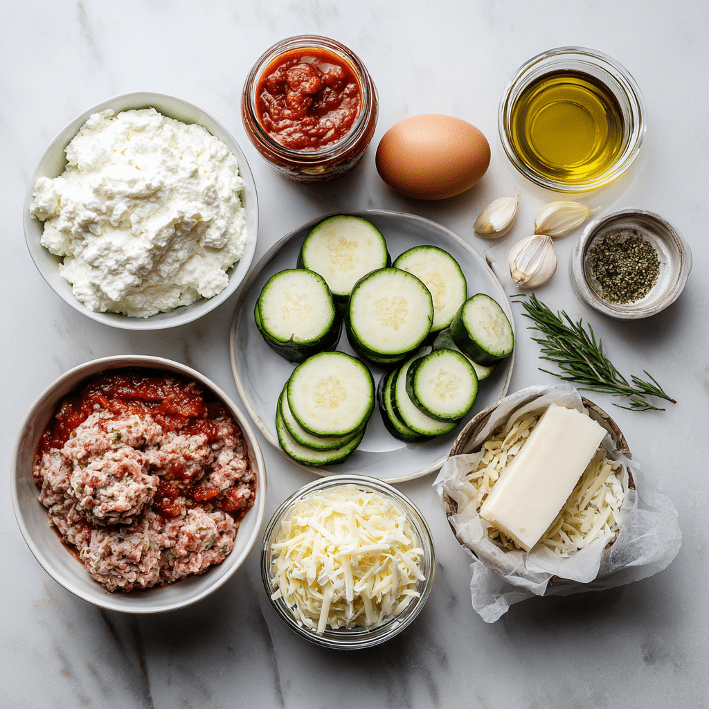 Rouleaux de Lasagnes à la Dinde Faibles en Glucides - Recette Riche en Protéines 7 Ingrédients pour des roulés de lasagnes à la dinde faibles en glucides avec courgettes et sauce marinara