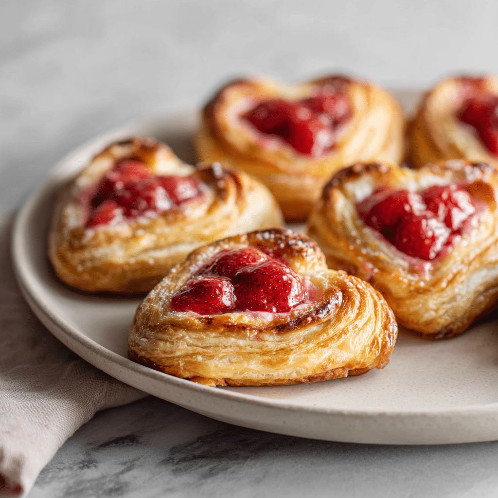 Menumaison strawberry cream cheese heart danishes featured