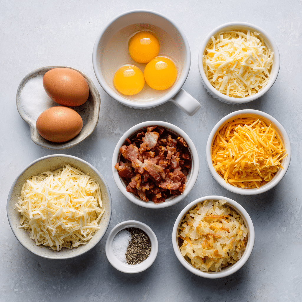 Bouchées Petit-Déjeuner aux Œufs, Bacon et Pommes de Terre Râpées 7 menumaison egg bites ingredients