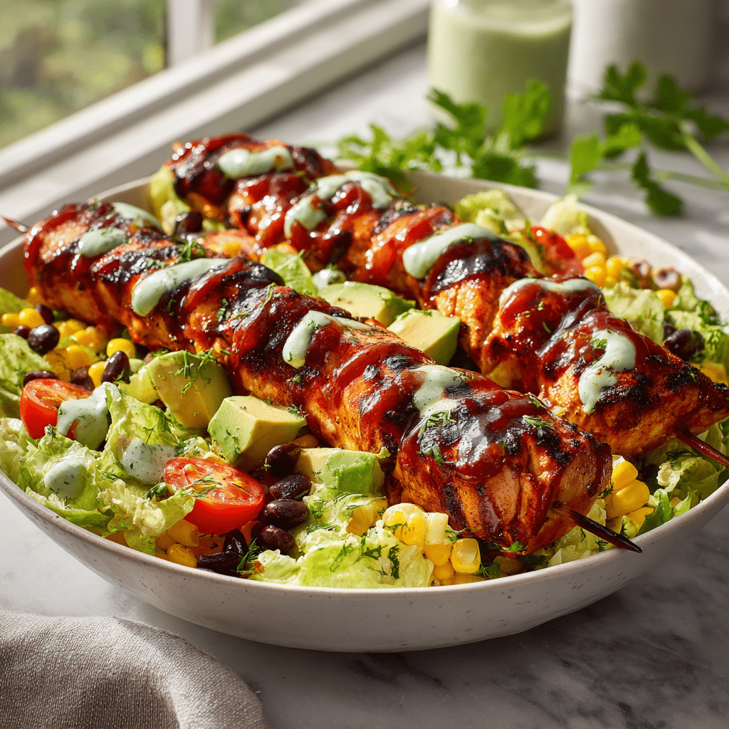 Menumaison bbq chicken skewer salad featured