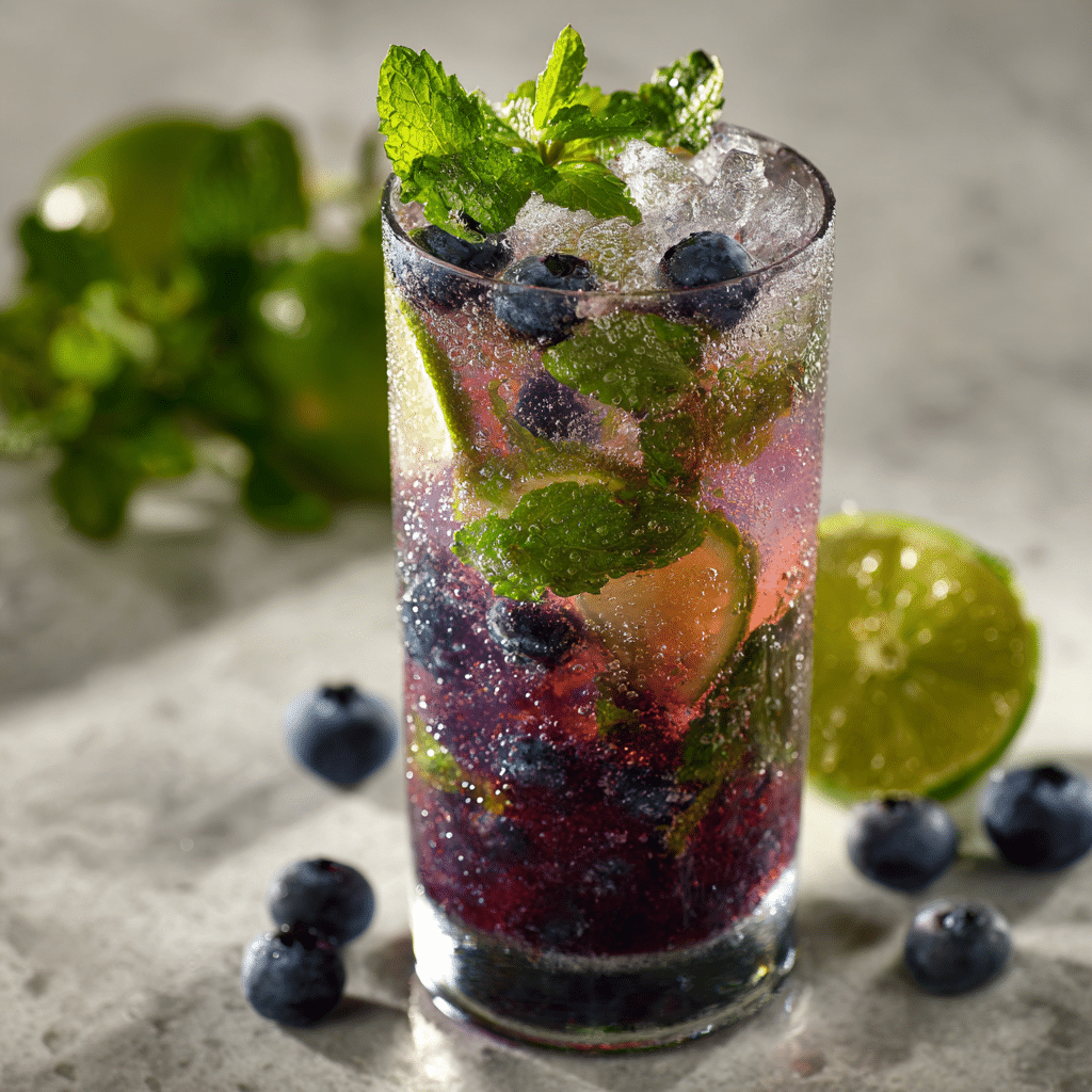Menumaison blueberry mojito mocktail featured