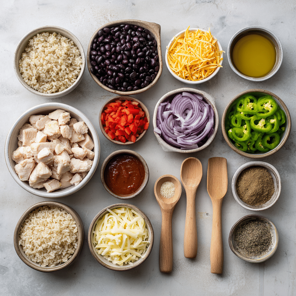 Menumaison easy chicken burrito casserole ingredients