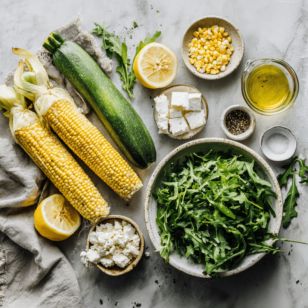 Menumaison fresh corn grilled zucchini salad ingredients