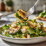 Menumaison fresh corn grilled zucchini salad serving