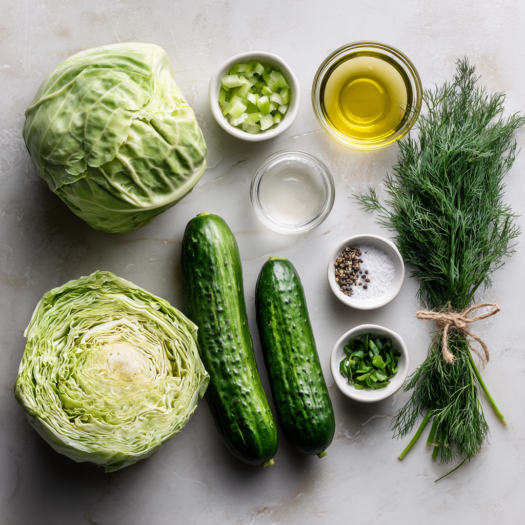 Menumaison green cabbage cucumber salad ingredients