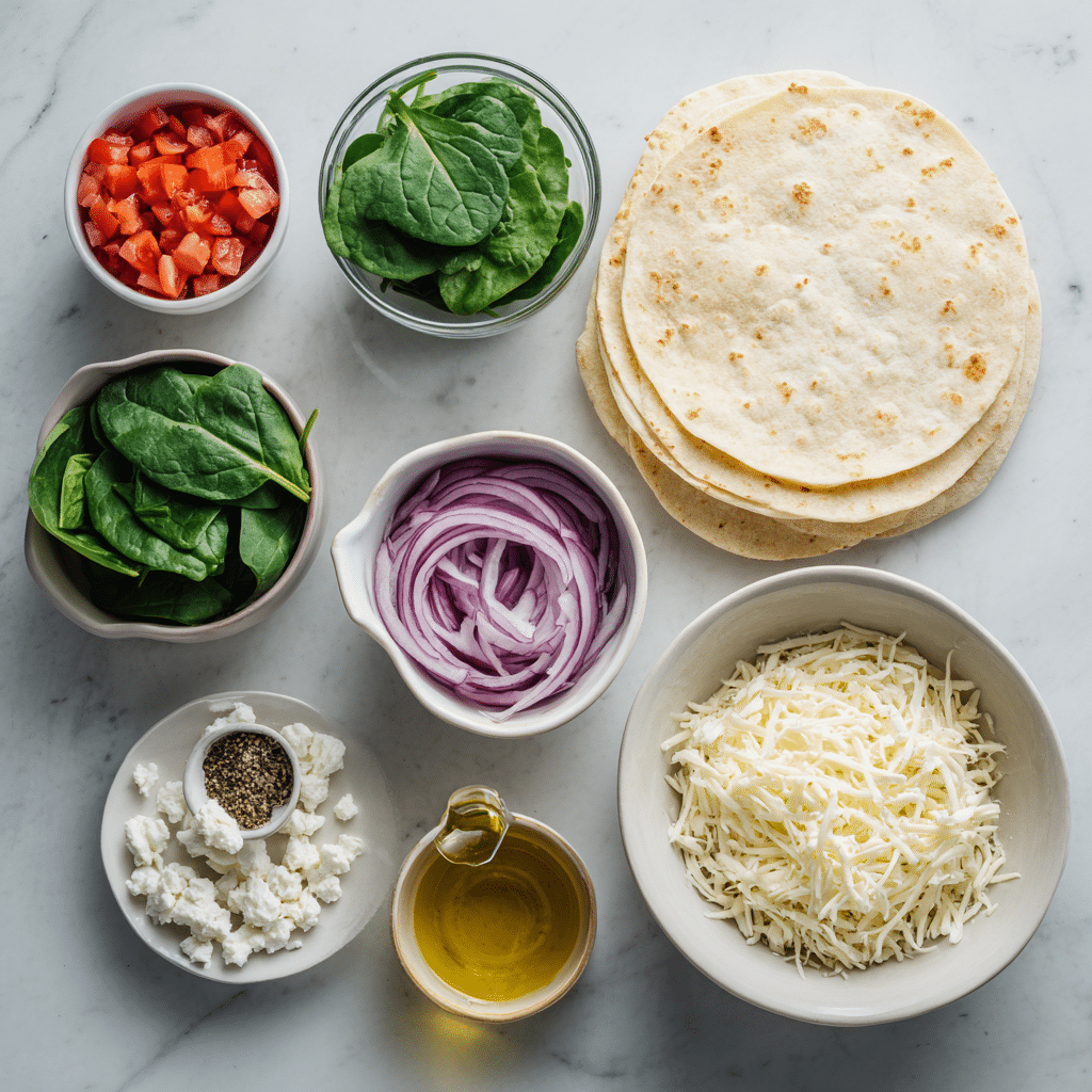 Menumaison healthy mediterranean quesadillas ingredients