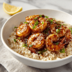 Menumaison high protein honey garlic shrimp Serving