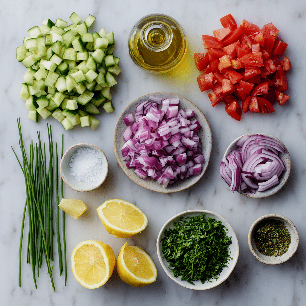 Menumaison mediterranean cucumber tomato salad ingredients