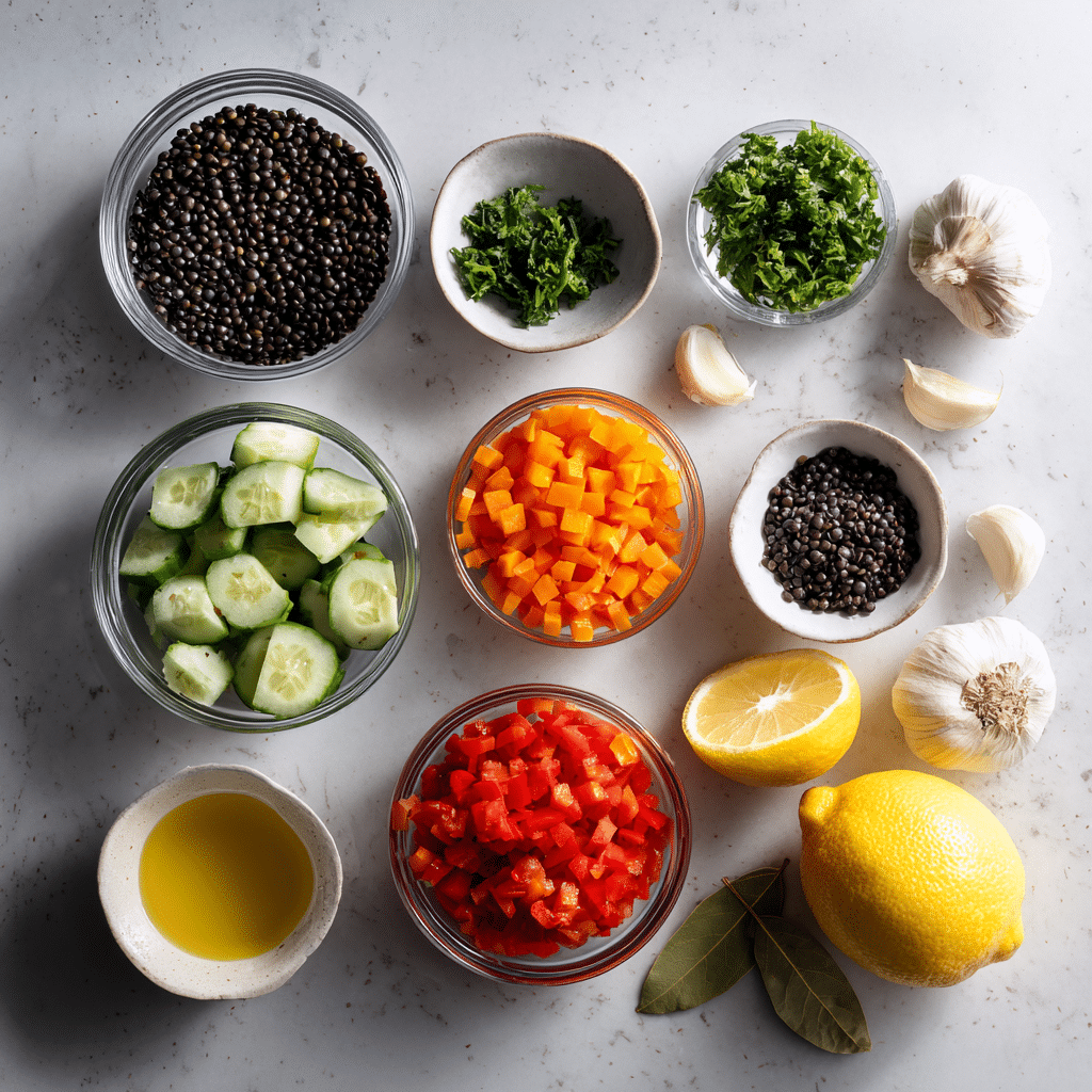 Menumaison mediterranean lentil salad ingredients