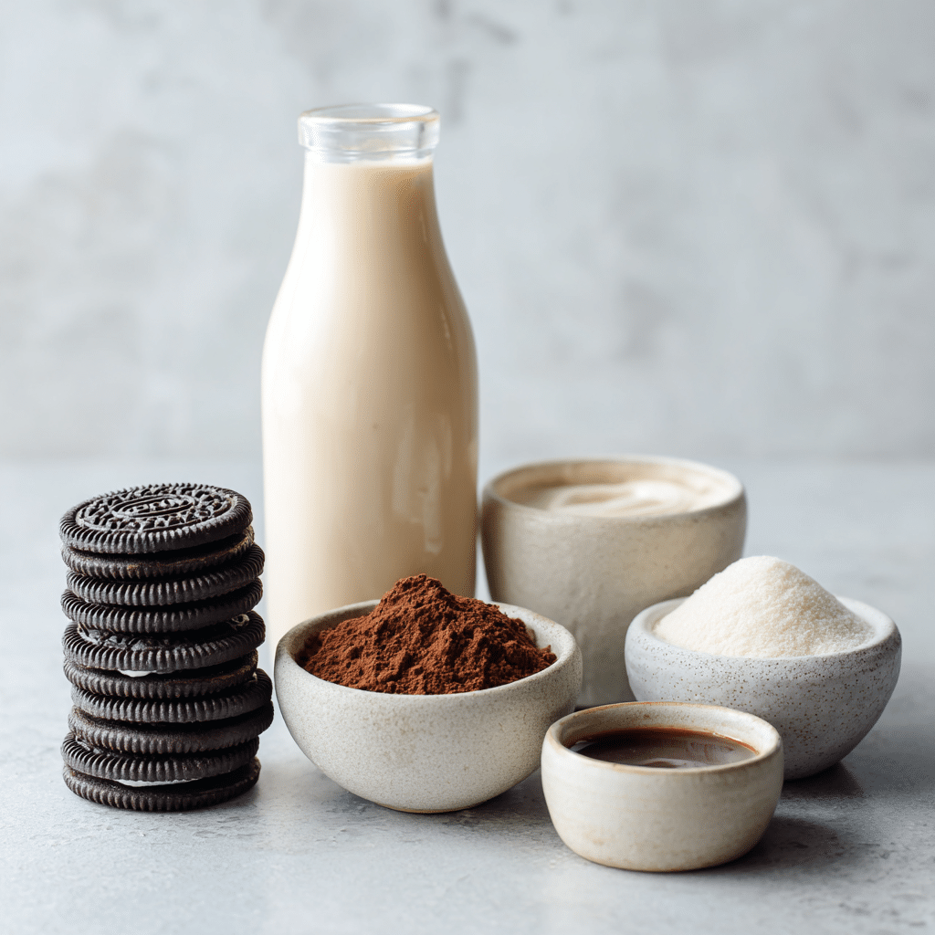 Menumaison oreo milk drink ingredients flatlay