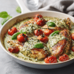 Menumaison pesto chicken with tomatoes serving