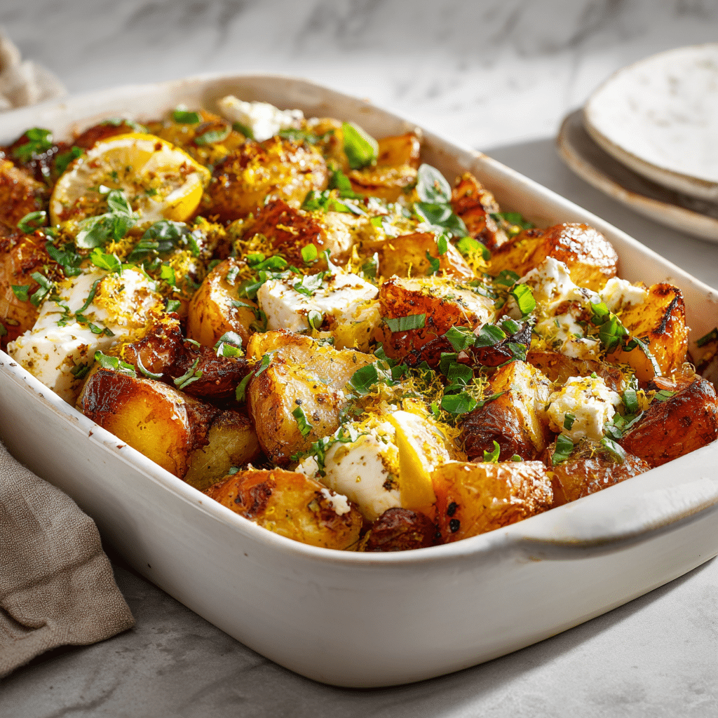 Menumaison roasted potatoes baked feta garlic Featured
