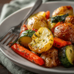 Menumaison roasted potatoes carrots zucchini serving