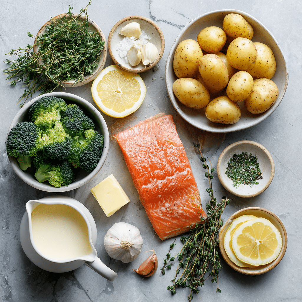 Menumaison sheet pan baked salmon lemon sauce ingredients