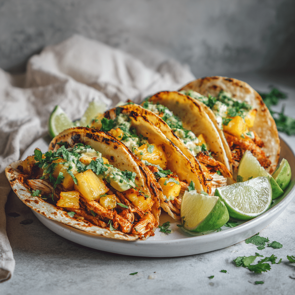 Menumaison sheet pan chicken chipotle pineapple tacos featured