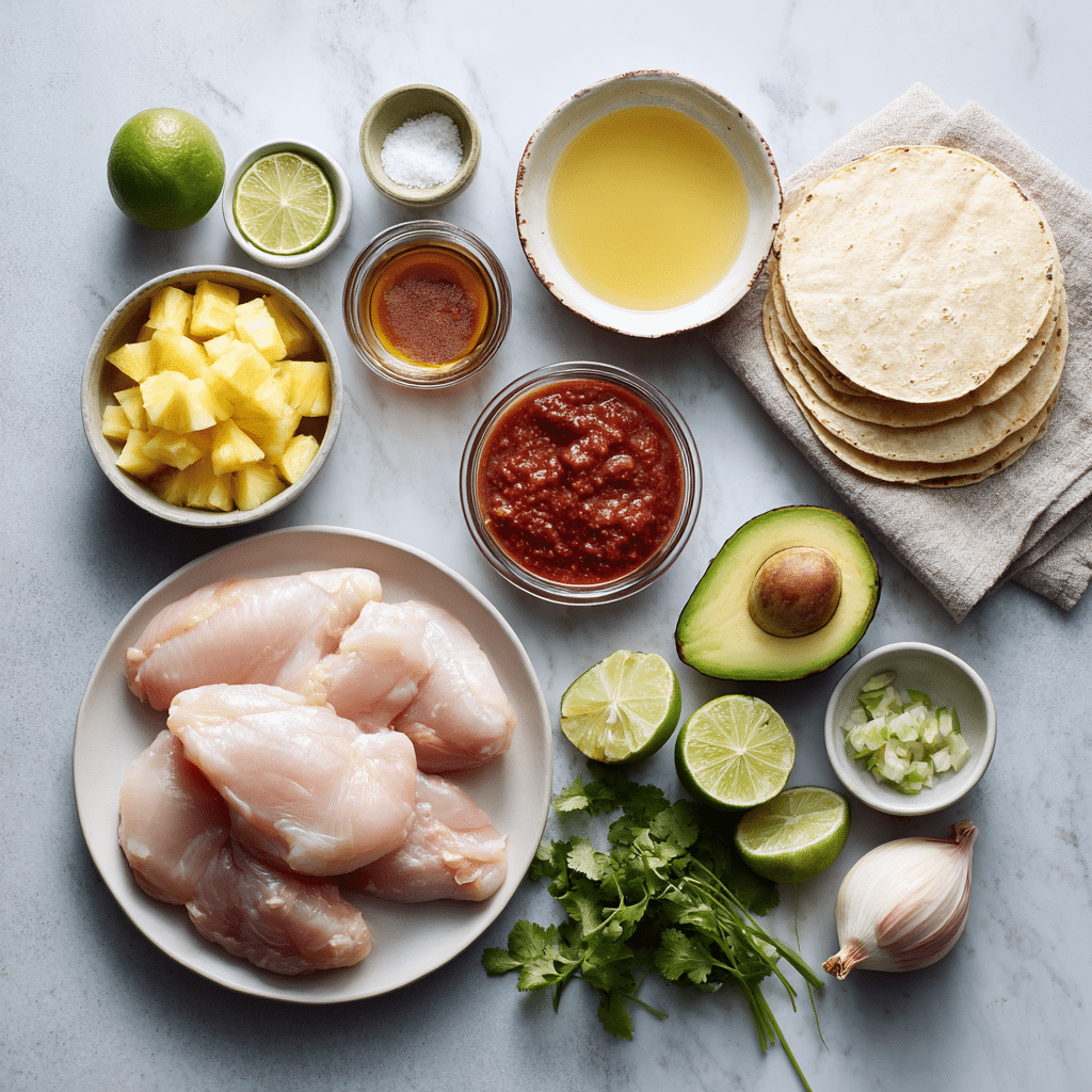 Menumaison sheet pan chicken chipotle pineapple tacos ingredients