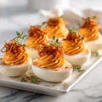 Menumaison spicy deviled eggs party serving