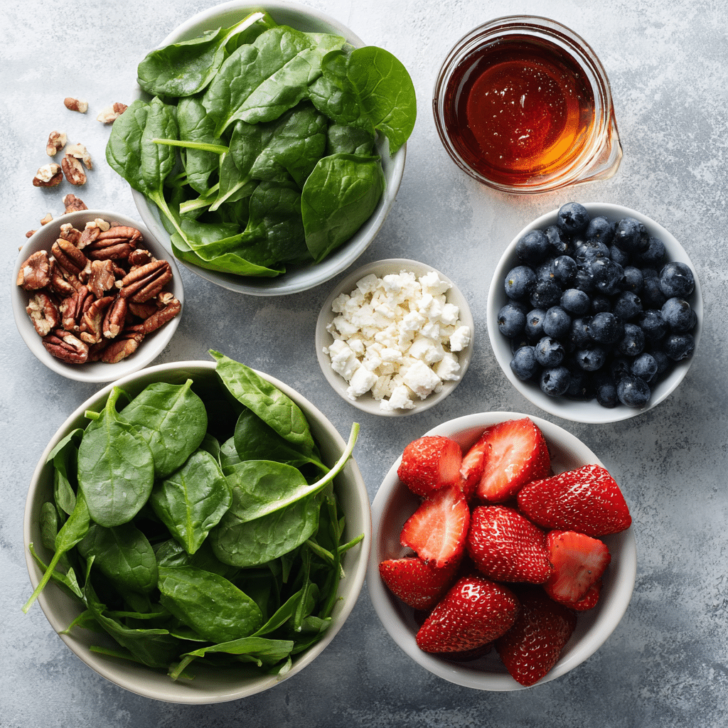 Menumaison spinach strawberry salad ingredients