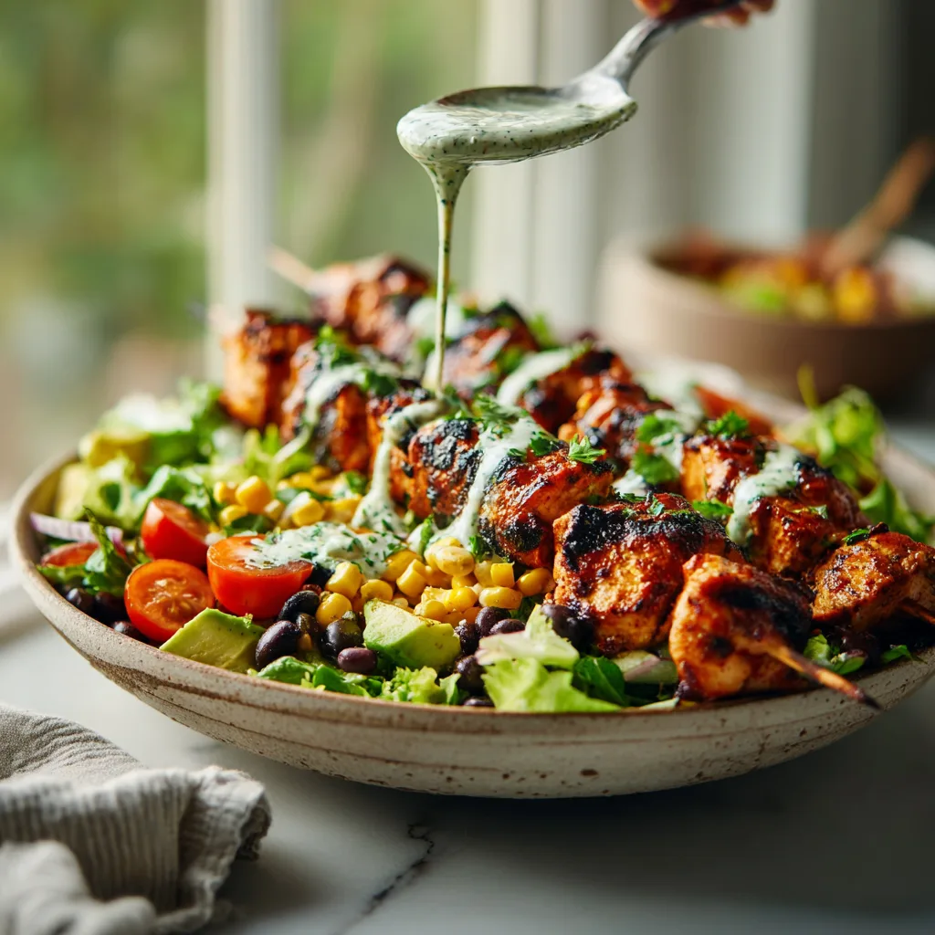 Menumaison bbq chicken salad serving