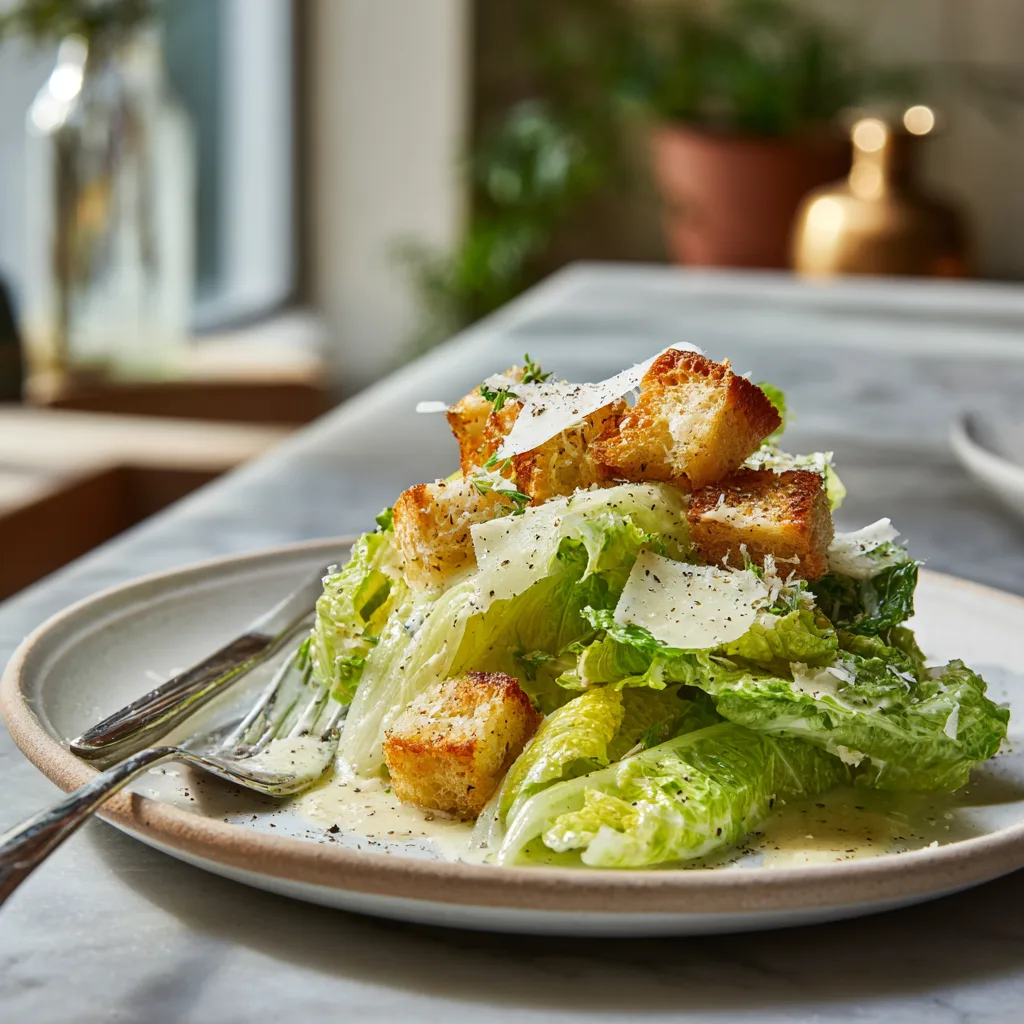 Salade César Maison Facile avec Sauce Crémeuse 8 Menumaison best caesar salad recipe Serving
