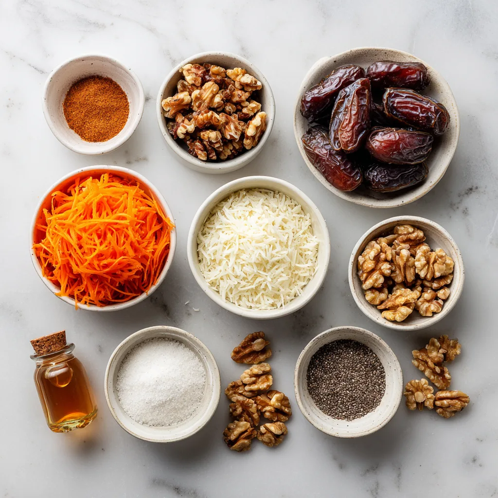 Boules Énergétiques Carrot Cake Recette Facile et Saine Sans Cuisson 7 Menumaison carrot cake energy balls ingredients