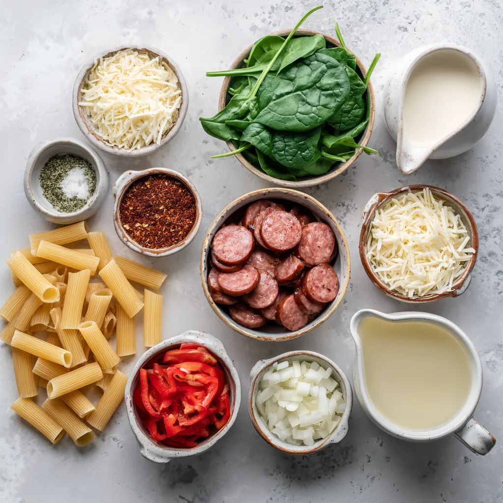 Menumaison creamy cajun sausage pasta ingredients