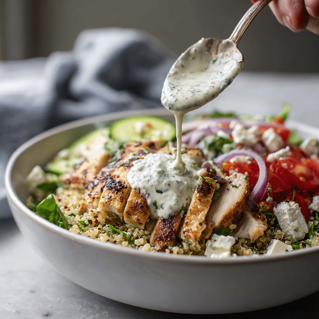 Menumaison greek chicken bowls serving