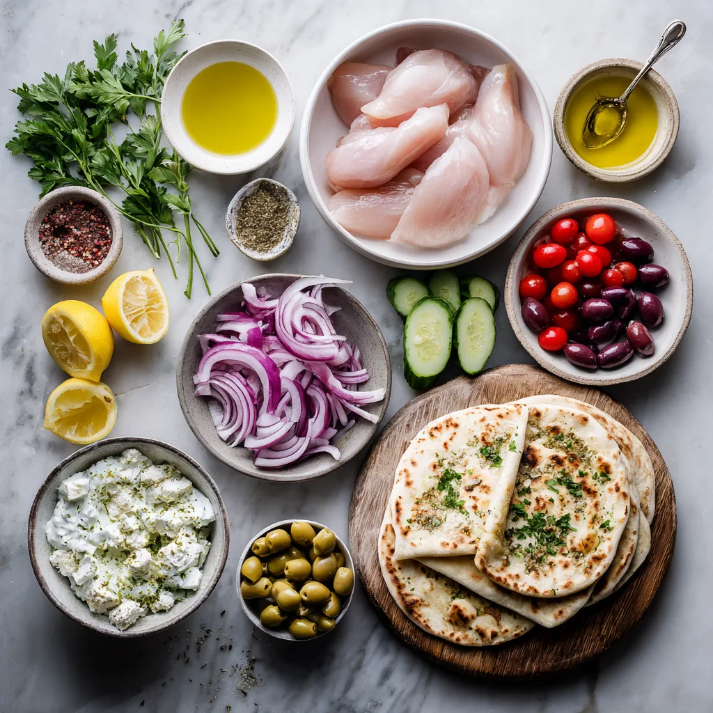 Menumaison greek chicken flatbread ingredients