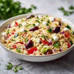 Menumaison greek orzo pasta salad featured