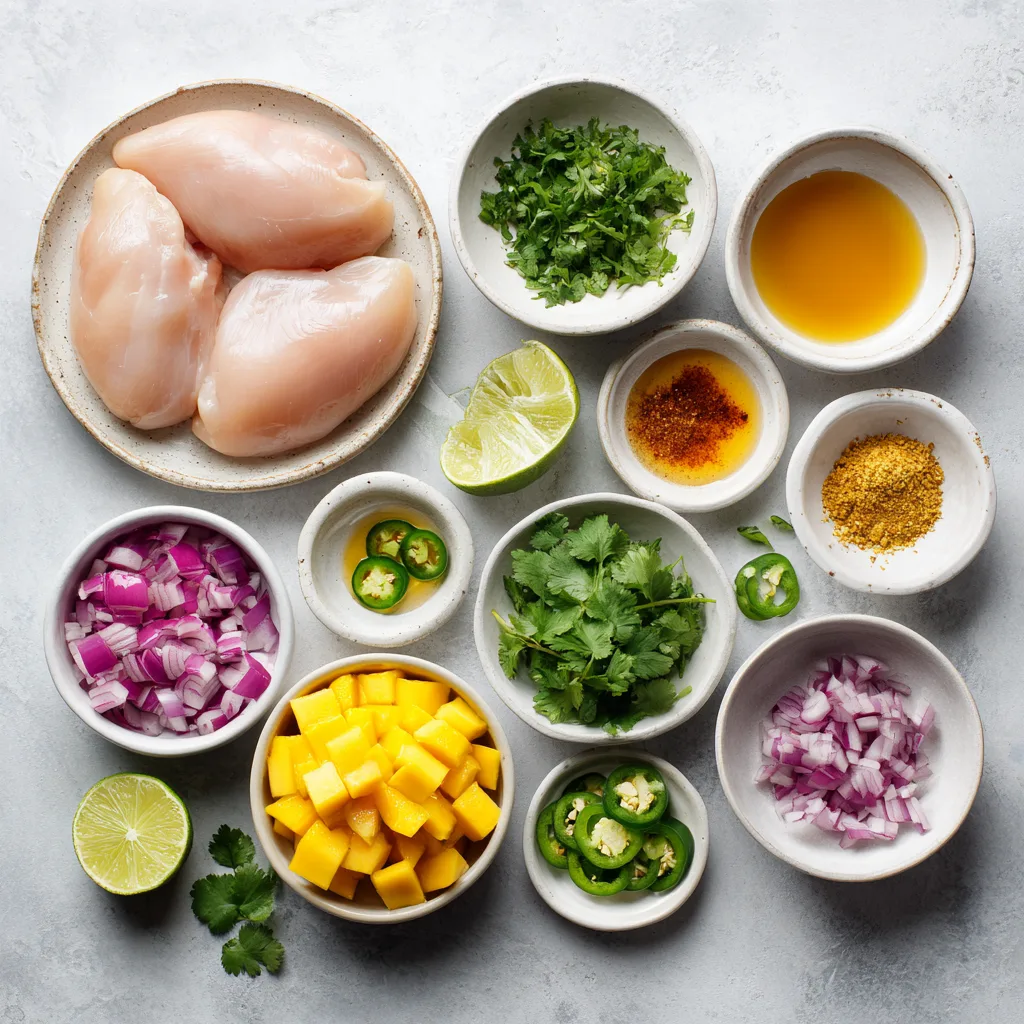 Poulet au Citron Vert et Miel avec Salsa de Mangue – Recette Saine d’Été 7 Menumaison healthy honey lime chicken mango salsa ingredients