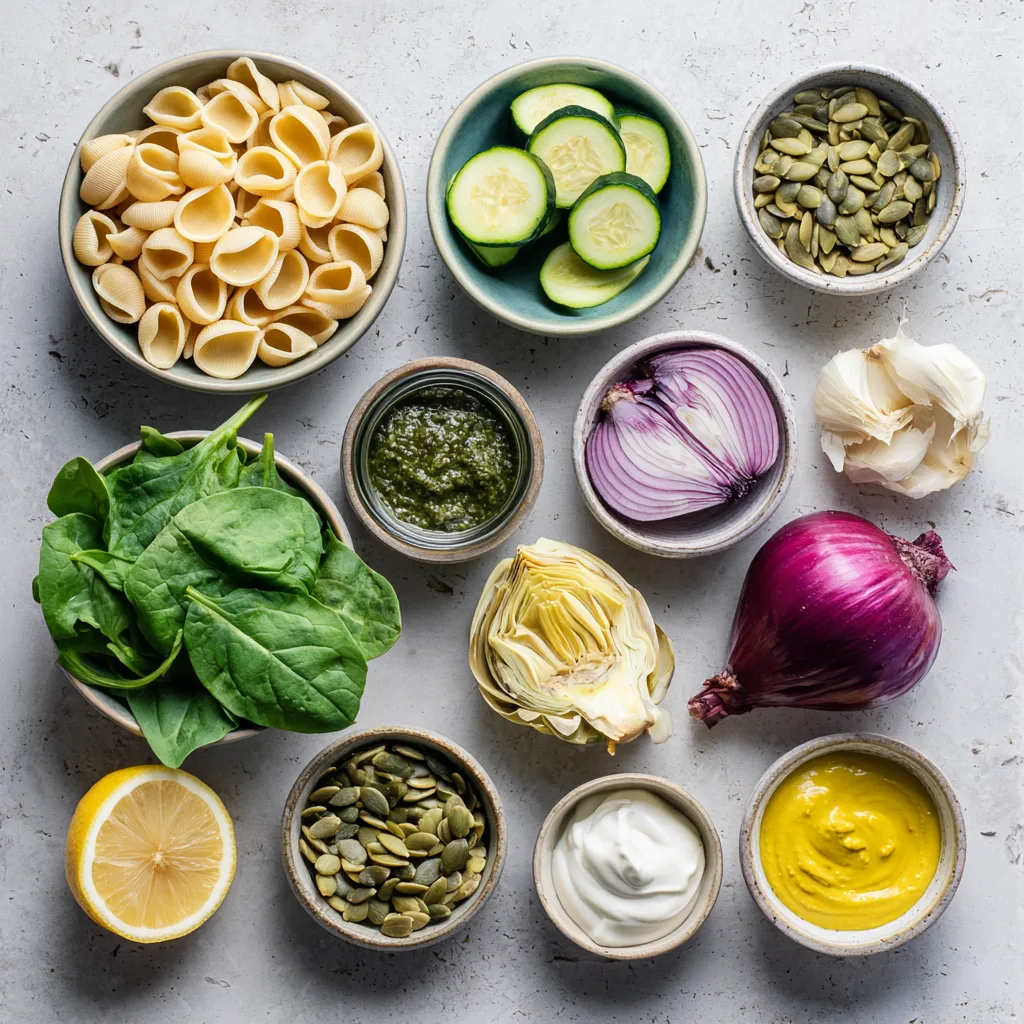 Salade de Pâtes Citron Basilic – Recette végétalienne fraîche 7 Menumaison lemon basil pasta salad ingredients