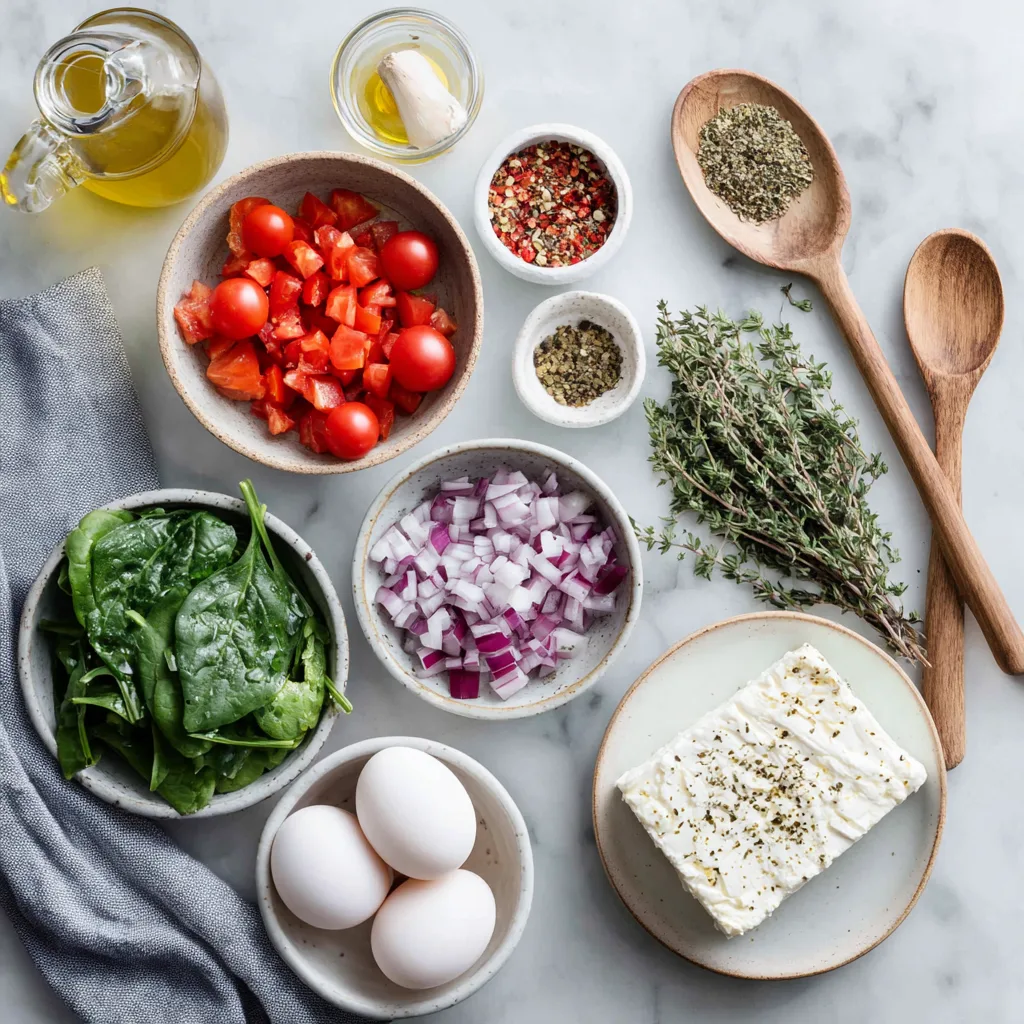 Menumaison mediterranean baked feta eggs ingredients