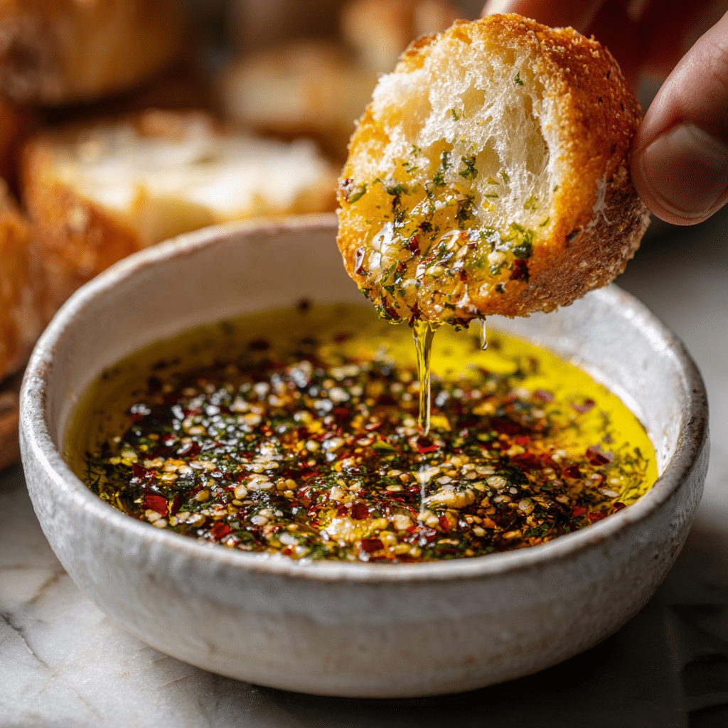 Menumaison olive oil bread dip Serving