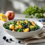 Menumaison peach blueberry kale salad Featured