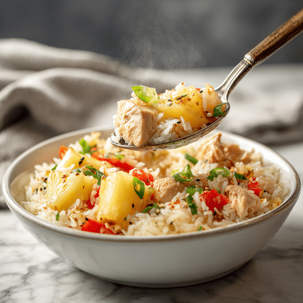 Menumaison pineapple chicken rice serving
